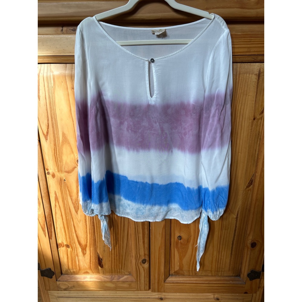 Holding Horses Anthropologie Tie Dye Blouse Purple Blue Stripe Rayon Small